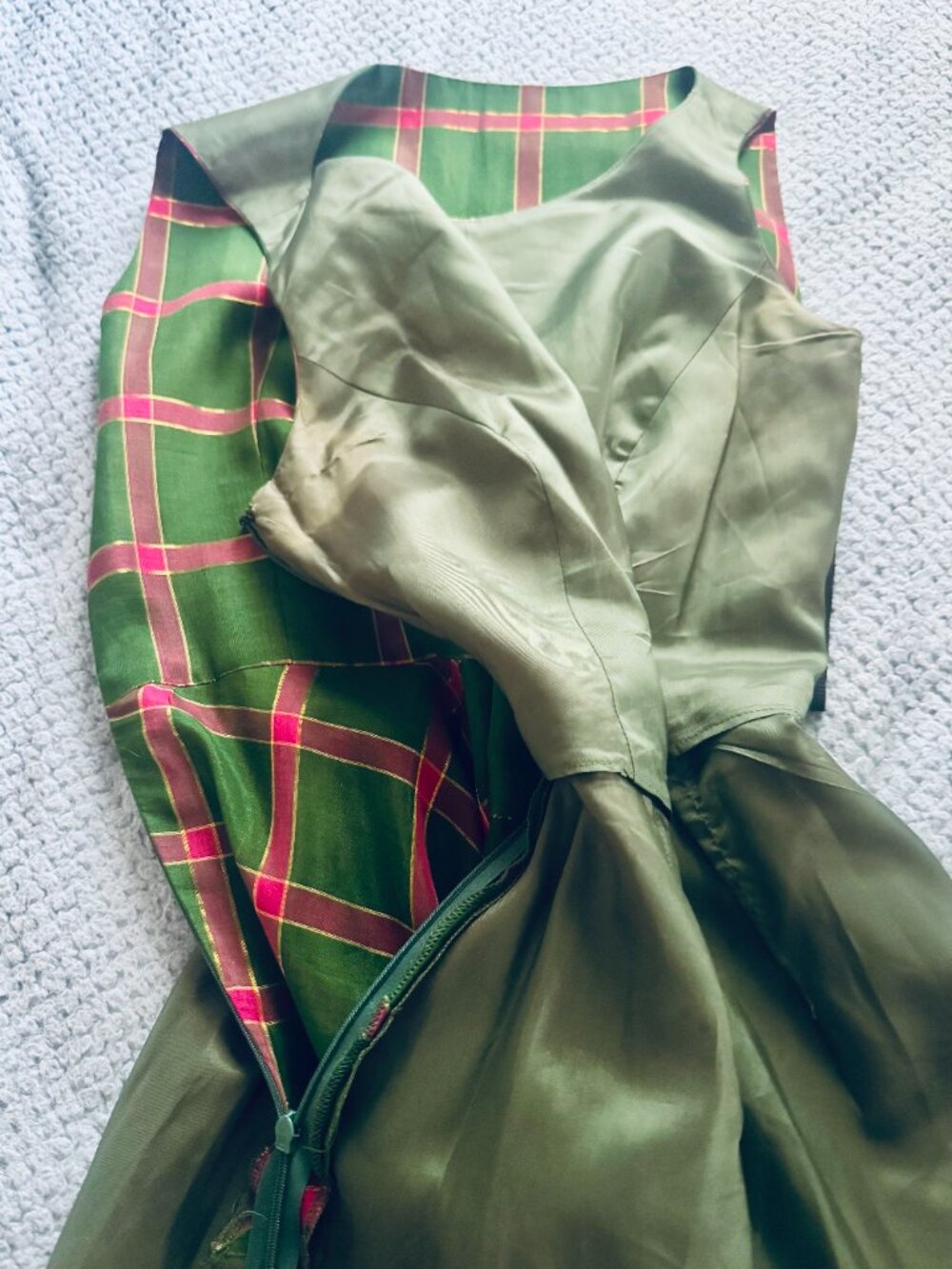 Vintage Plaid Custom Made Maxi Dress Size 4-6 - Picture 14 of 14